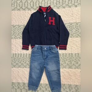 Tommy Hilfiger Kids Navy Sweater with Red Accents